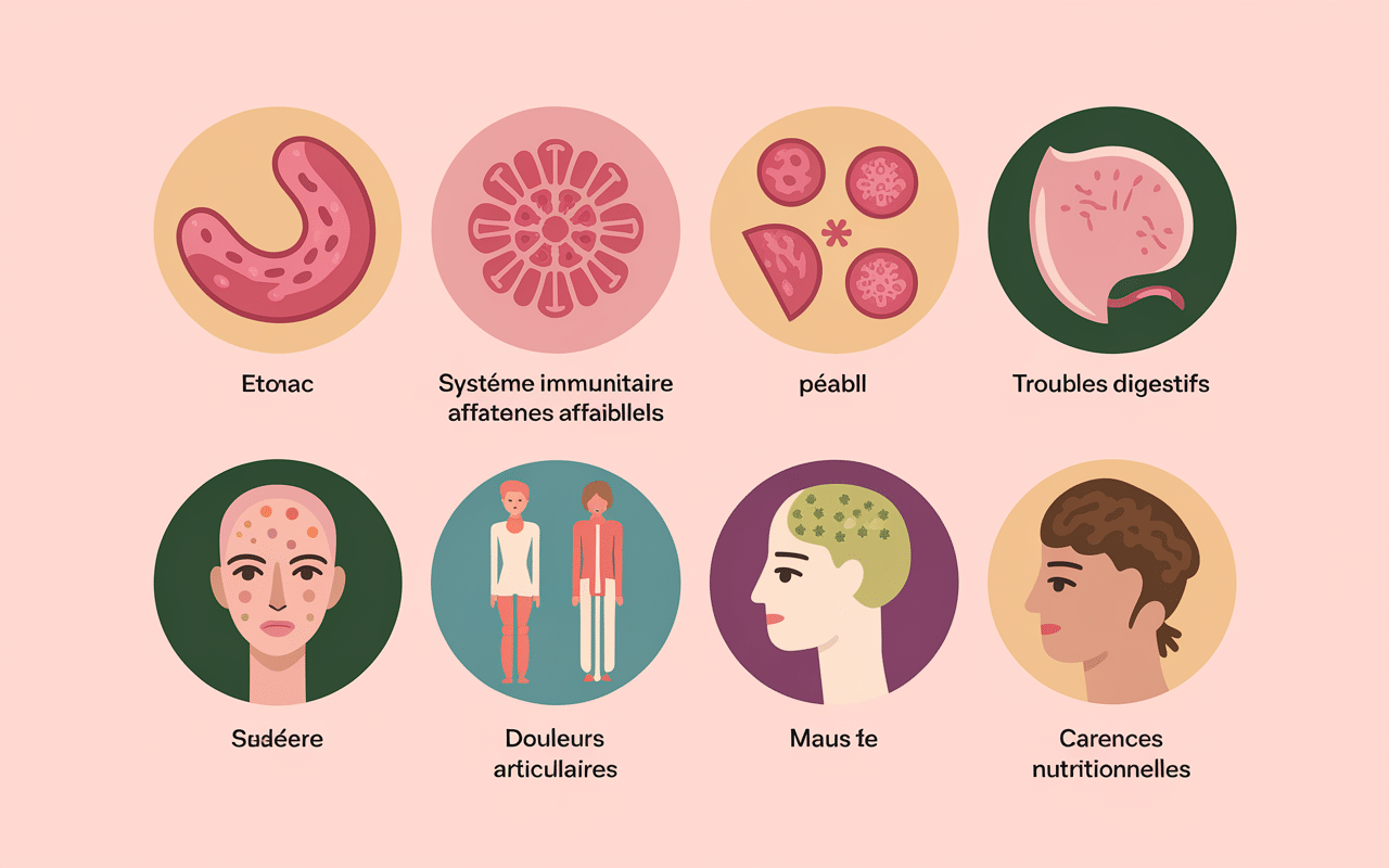 Icônes des 7 signes intolérance gluten