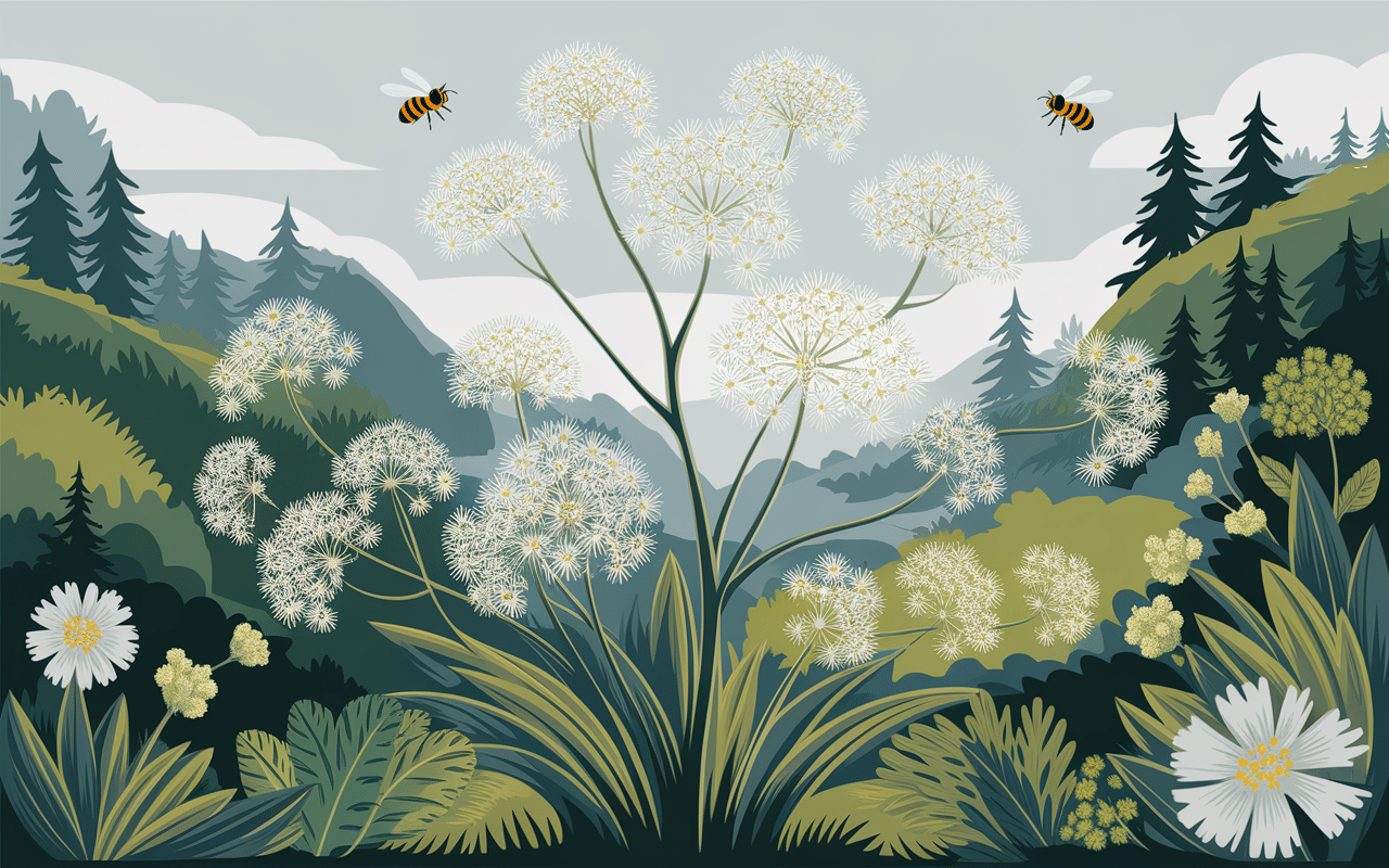 Arbuste à fleurs blanches et abeilles butinant