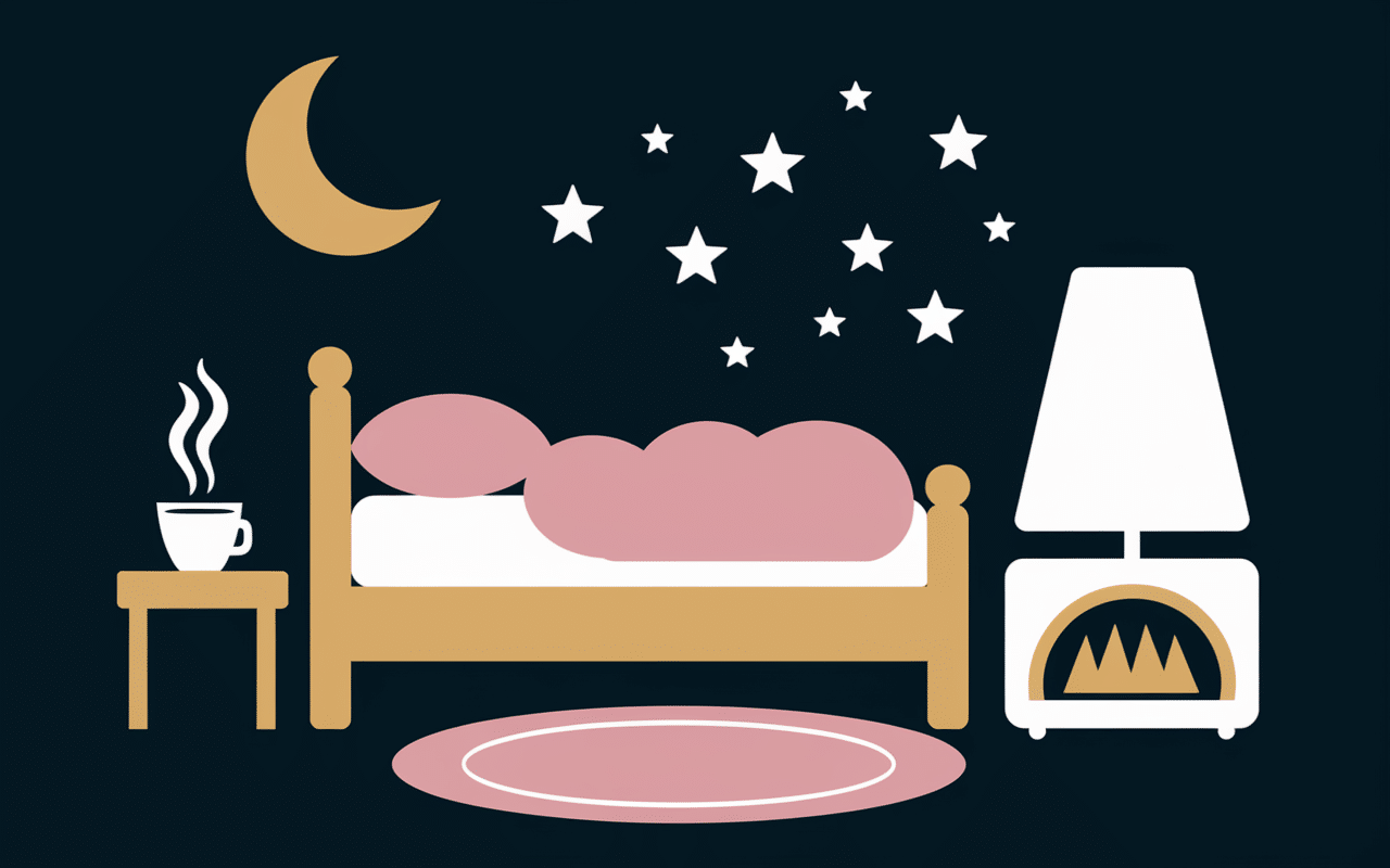 Lit nocturne avec humidificateur et tisane pour arrêter de tousser