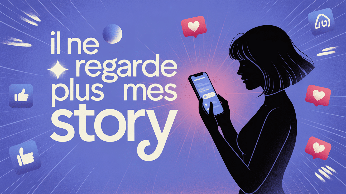 Pourquoi il ne regarde plus mes story illustration moderne avec icônes réseaux sociaux