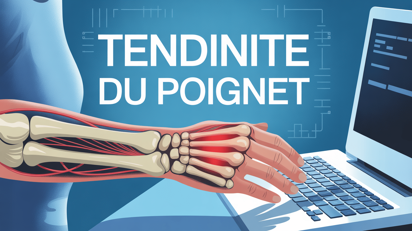 Tendinite poignet illustration sur clavier