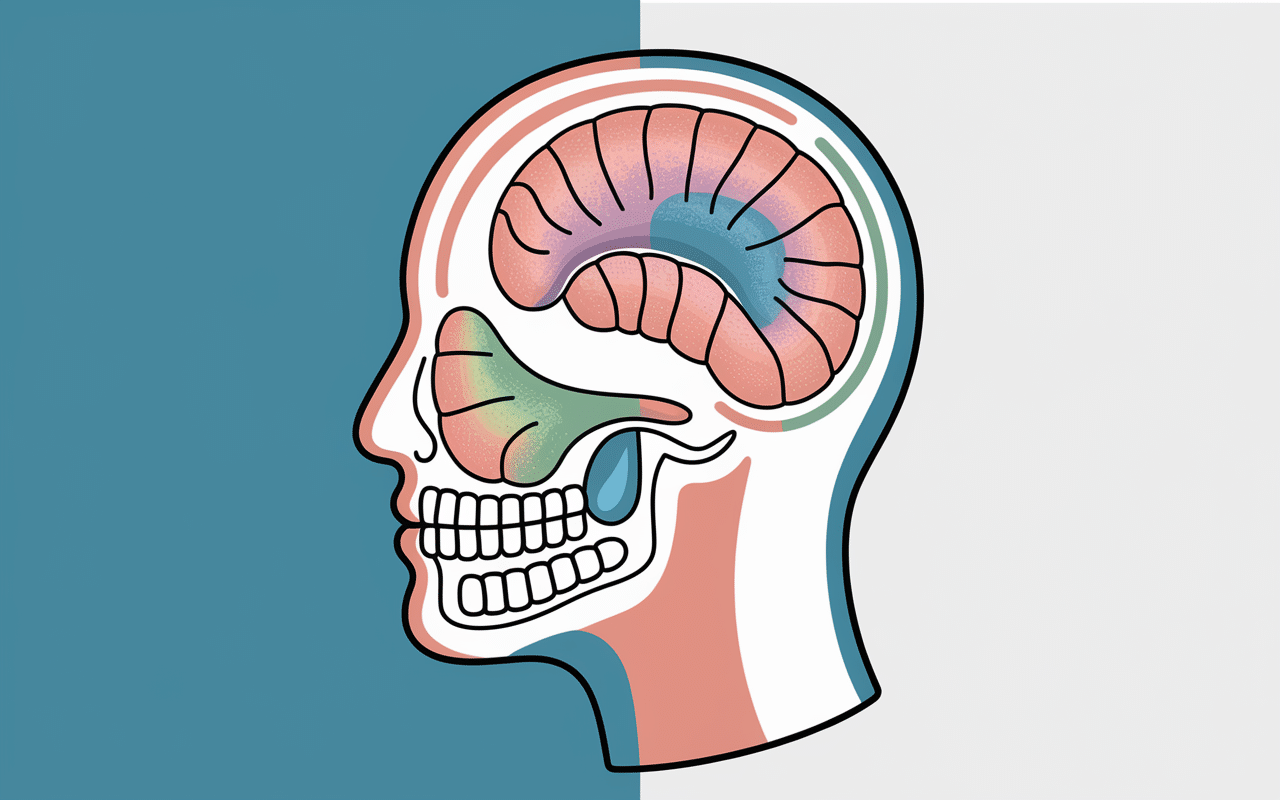 Schéma de l'anatomie d'une dent de sagesse qui pousse