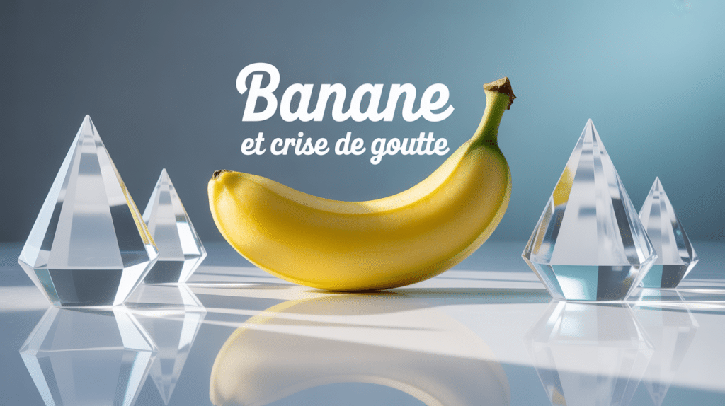 Banane mûre avec cristaux d'acide urique en fond