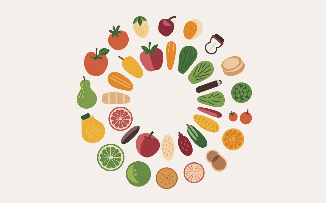 Aliments, symptômes, et prévention en cercle
