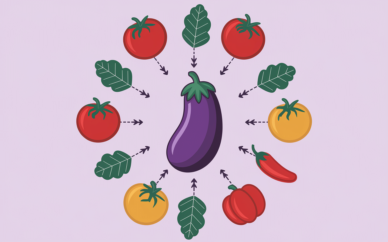 Diagramme scientifiques liens aubergine et solanacées