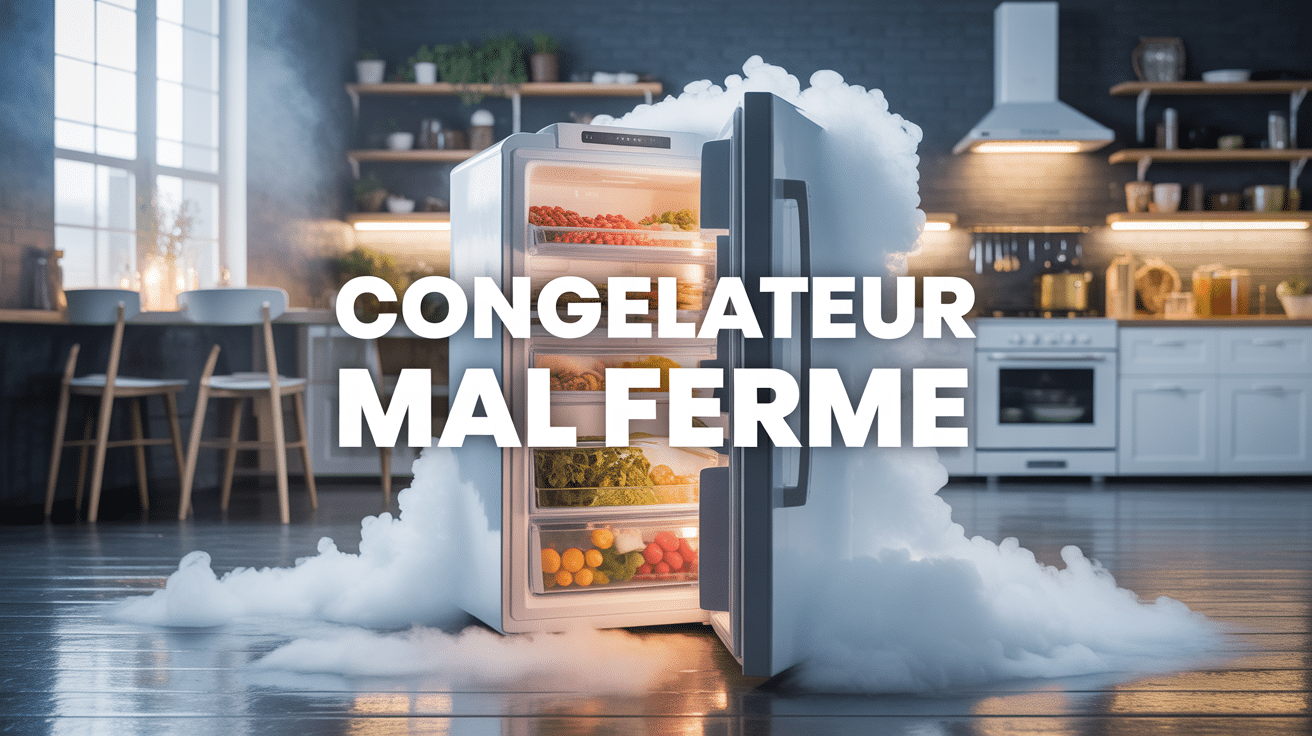 Congélateur mal fermé avec aliments
