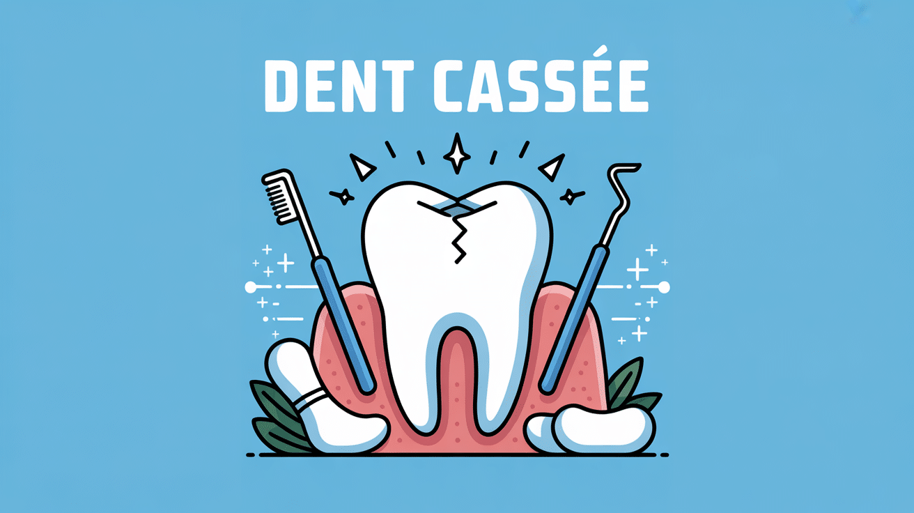 Illustration de dent cassée avec éléments médicaux