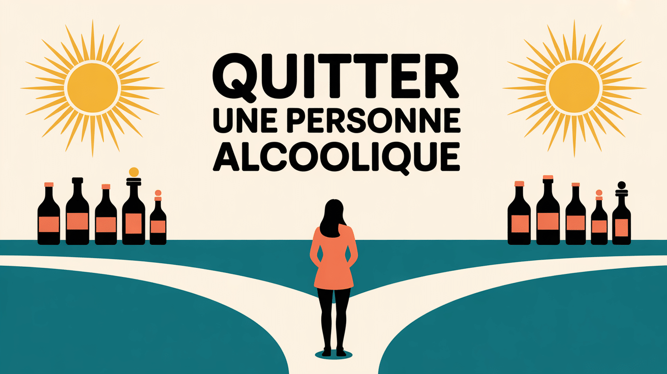 Silhouette à un carrefour avec des chemins divergent, alcool et espoir
