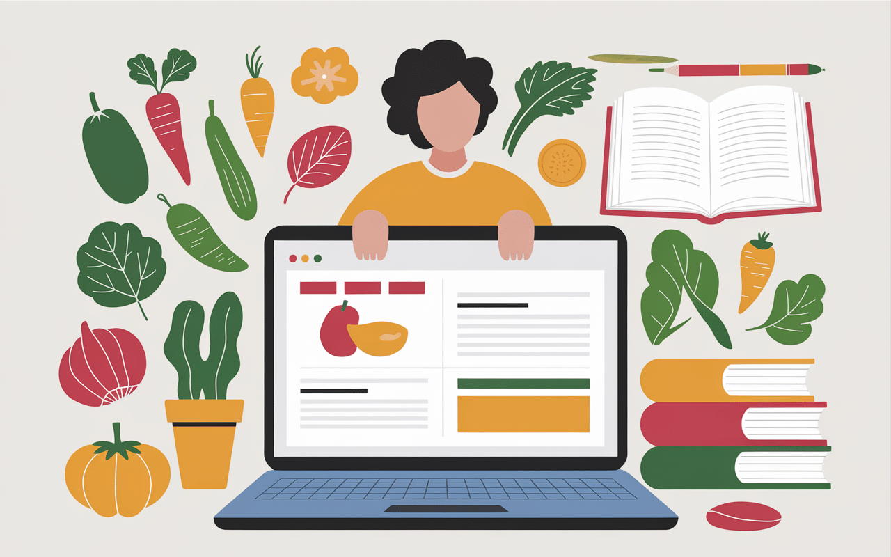 Personne consultant ordinateur, nutrition chez Requia