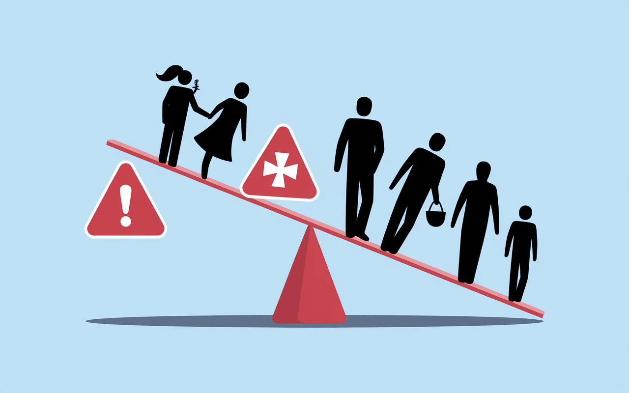 Balance symbolisant la sécurité et les risques de Lignosus