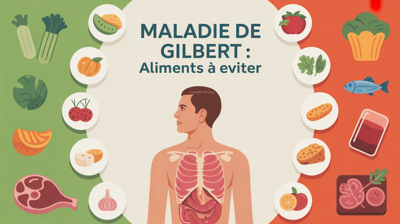 Illustration foie humain et aliments maladie de Gilbert