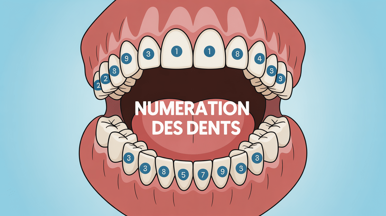 Illustration technique montrant la numérotation des dents