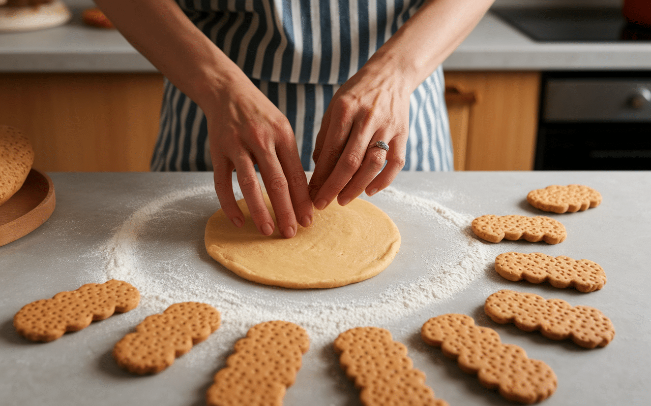Mains façonnant pâte sablés sans sucre