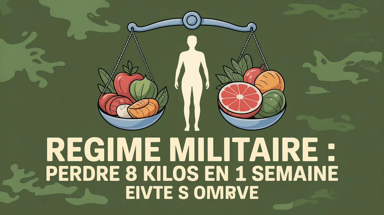 Balance cuisine et silhouette humaine, fond militaire