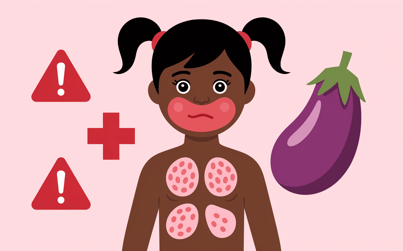 Zones symptômes allergie aubergine enfant
