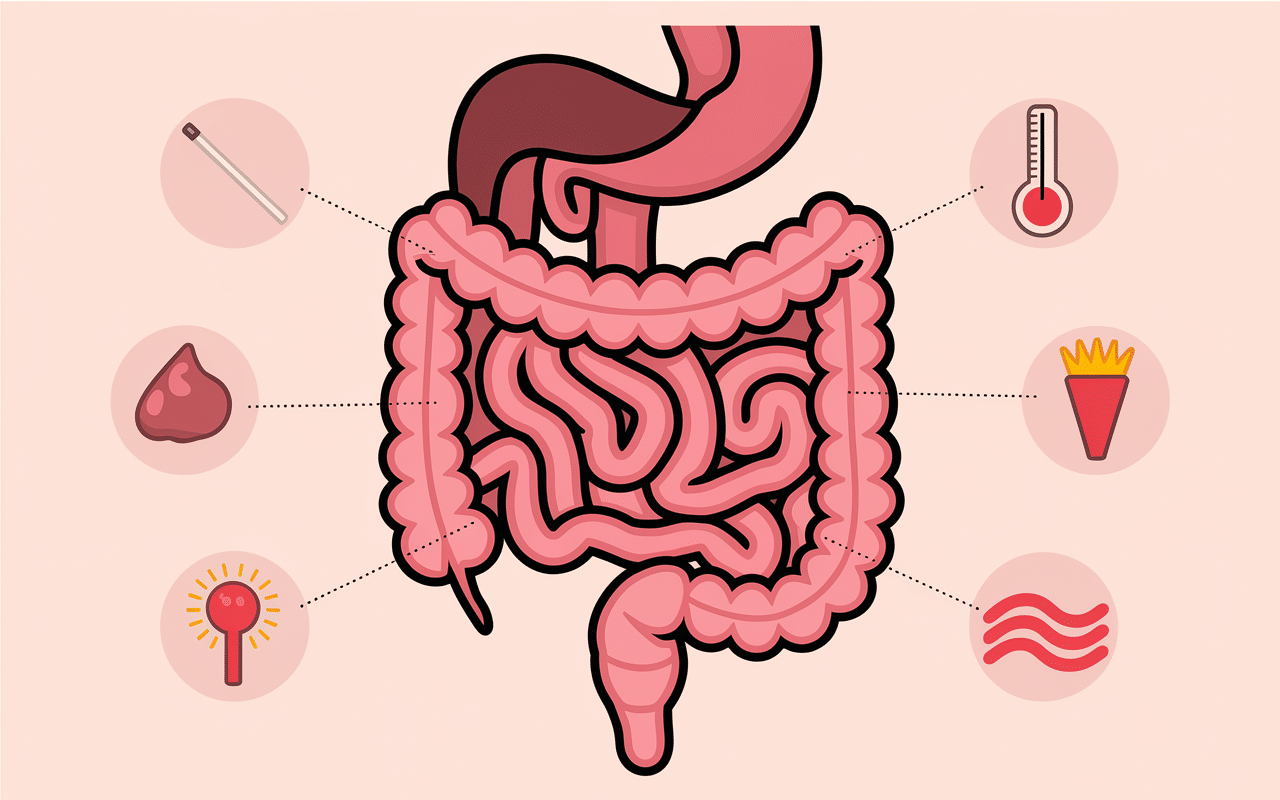 Schéma inflammation intestin diverticulite