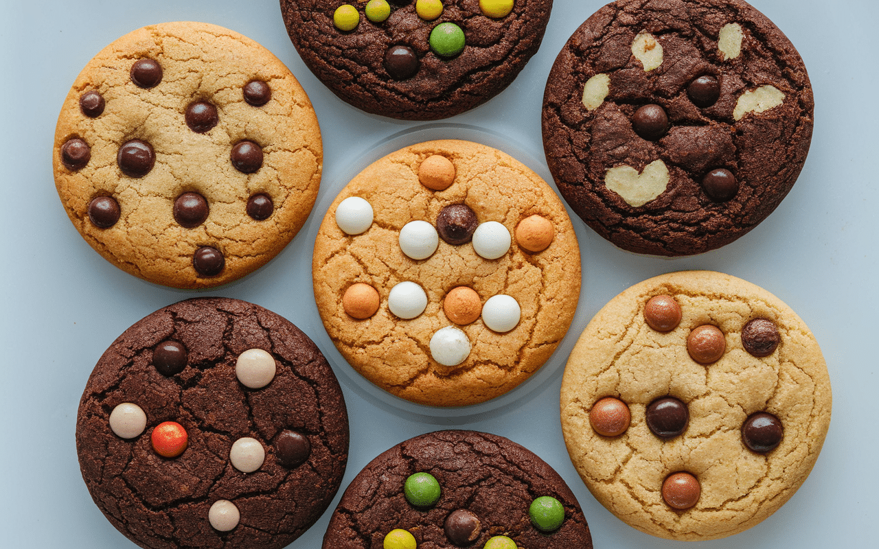 Cinq cookies diabétique variés et appétissants
