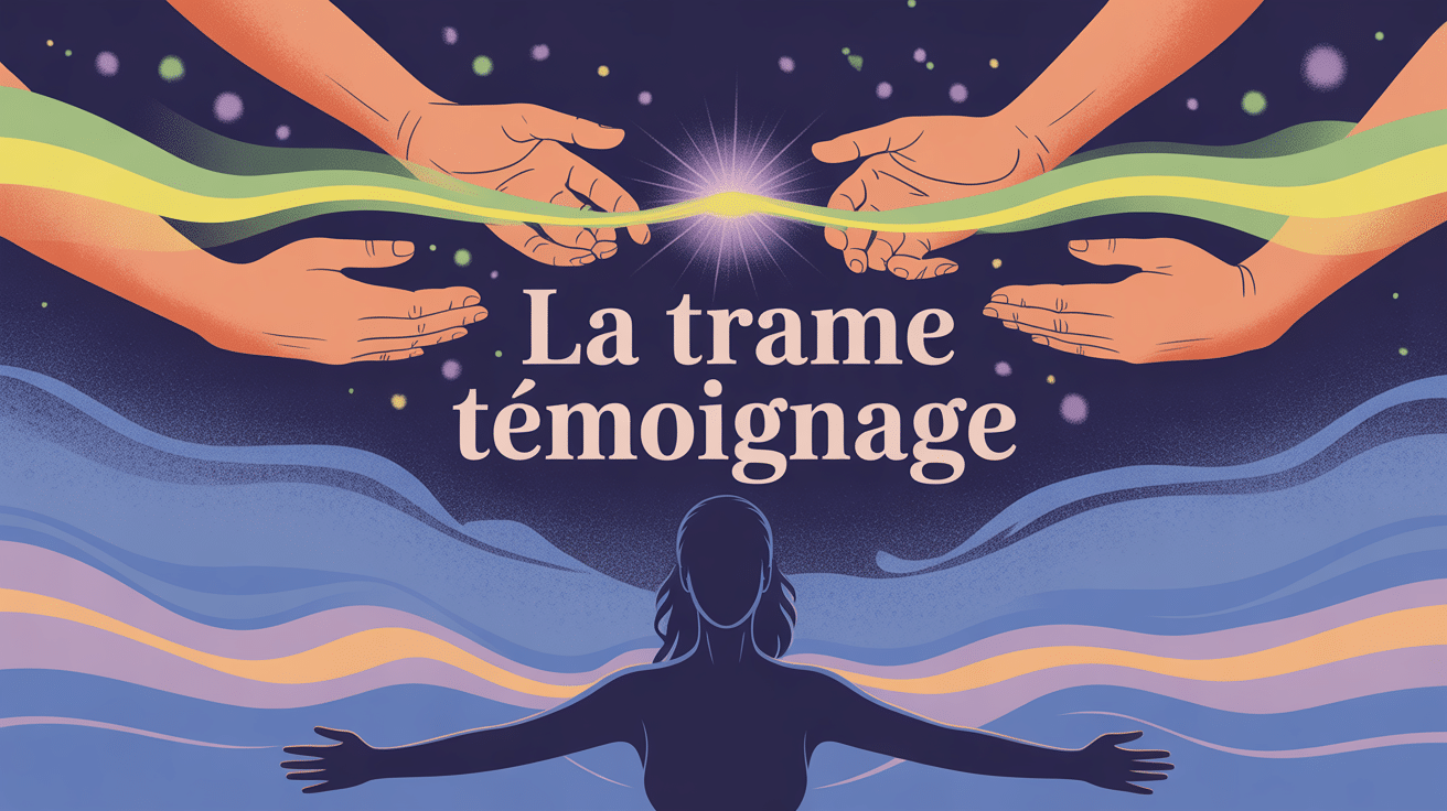 Mains effectuant la Trame avec ondes lumineuses