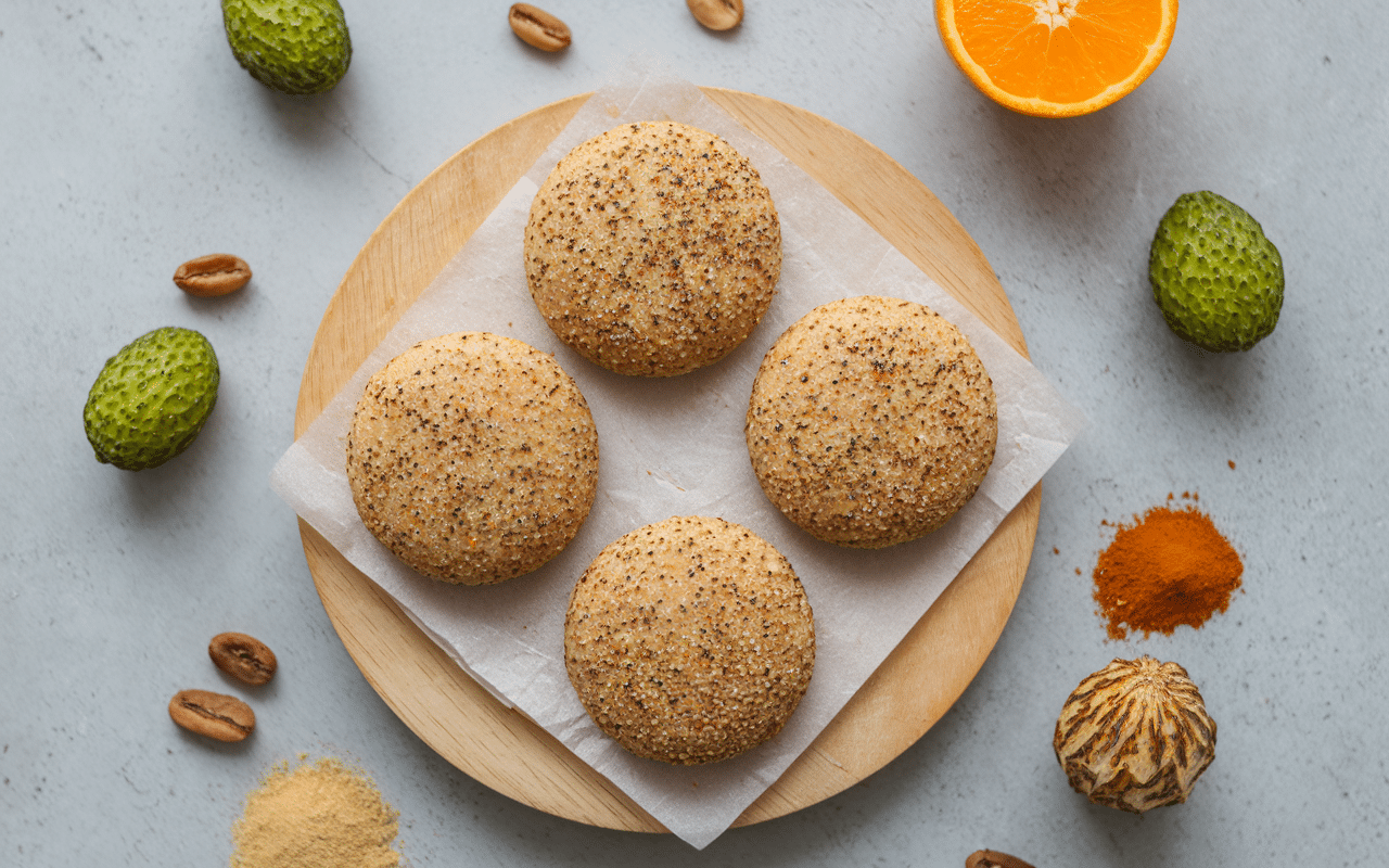 trois groupes de sablés aux amandes, agrumes et nature
