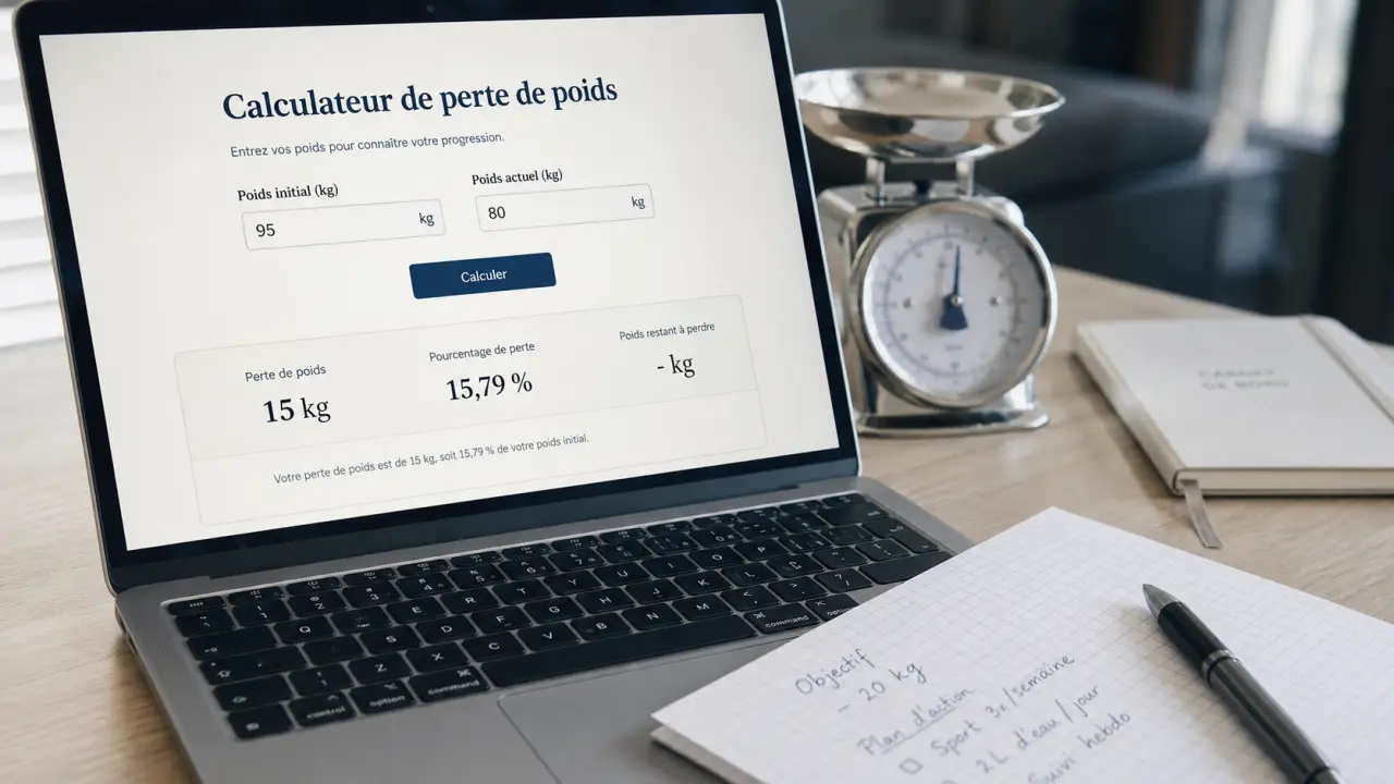 Calculateur de perte de poids : 14,29 % de perte, déficit calorique, seuils