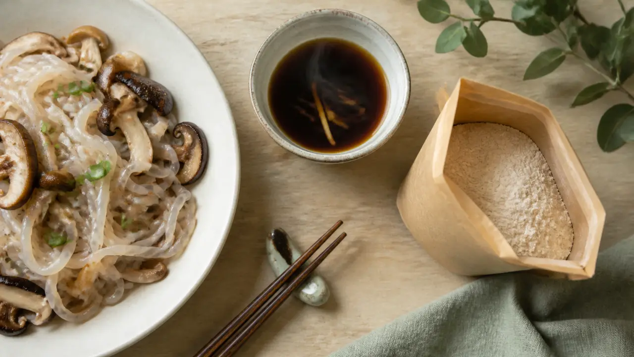 Qu est ce que le konjac : nouilles shirataki au glucomannane